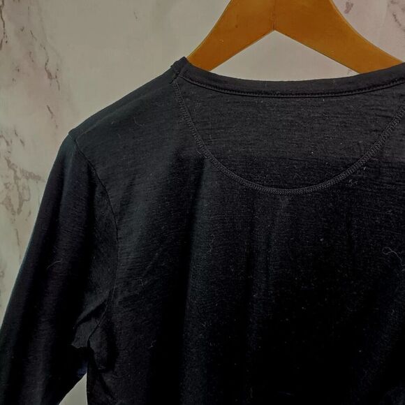 Cloudveil Shirt Mens Small Black Merino Wool Long Sleeve Baselayer Thermal - Picture 6 of 9